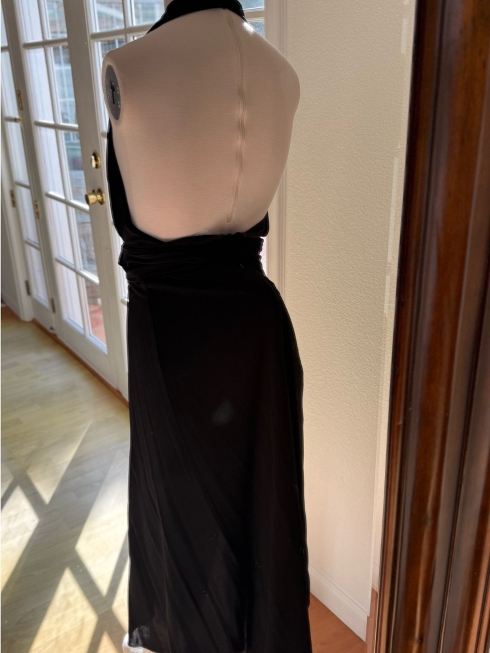 Black Halter Tie-Waist Maxi Dress - Viscose - Picture 2 of 2